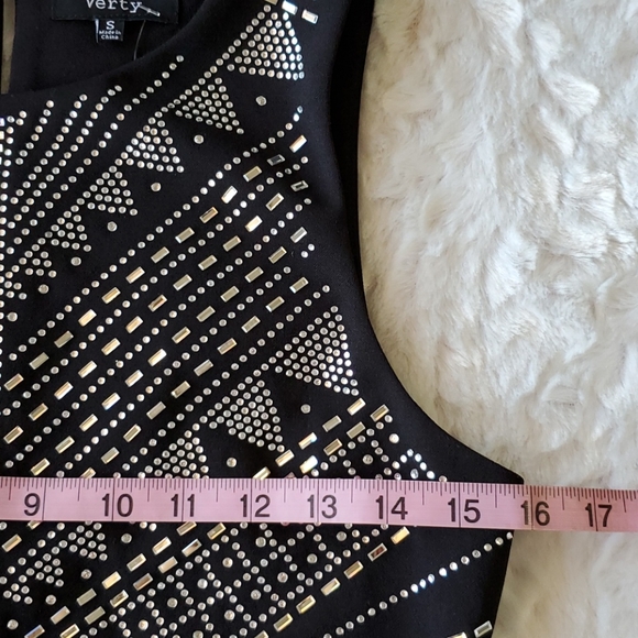 Verty Clear rhinestones mirror embellished black crop top Small show dance NWT - Picture 5 of 9